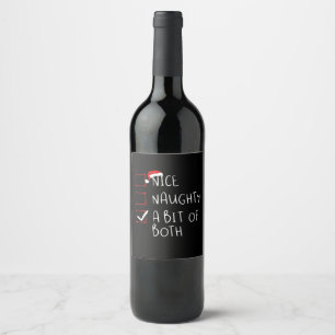 Etiqueta Para Botella De Vino Gorro de Santa divertido y travieso con ambiente d