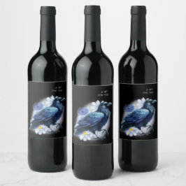 Etiqueta Para Botella De Vino Goth Raven Dark Aesthetic