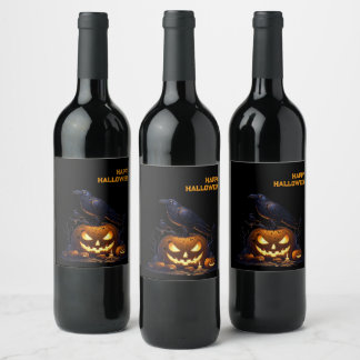 Etiqueta Para Botella De Vino Goth Raven Dark Aesthetic 