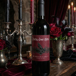 Etiqueta Para Botella De Vino Gothic Black Raven Wine Darkly Ever After Wedding