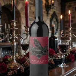 Etiqueta Para Botella De Vino Gothic Black Raven Wine Darkly Ever After Wedding