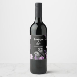 Etiqueta Para Botella De Vino Gothic Owls Wedding