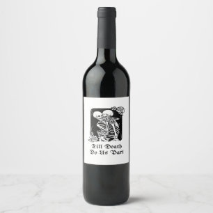 Etiqueta Para Botella De Vino Gothic San Valentín Hasta que la Muerte nos Separe