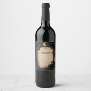 Etiqueta Para Botella De Vino Gótico del Viejo Mundo, rosas de Burdeos y hiedra 