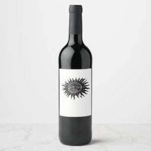 Etiqueta Para Botella De Vino Grabado solar medieval - Estética de Whimsigoth - 