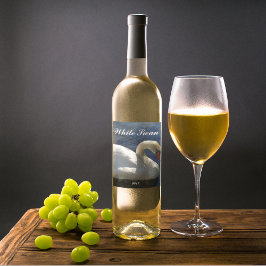 Etiqueta Para Botella De Vino Graceful White Swan Photo Personalizada
