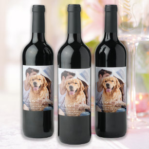 Etiqueta Para Botella De Vino Gracias Boda de perro foto Mascota personalizada