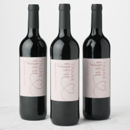 Etiqueta Para Botella De Vino Gracias Calligraphy Rosa Gold Wedding Favor
