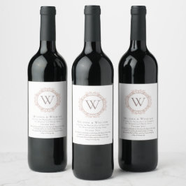 Etiqueta Para Botella De Vino Gracias Monograma Boda Ivory Copper Rubor