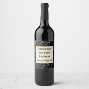 Etiqueta Para Botella De Vino Gracias Negocio Gold y Black Profesional