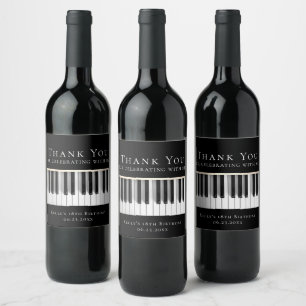 Etiqueta Para Botella De Vino Gracias piano de música