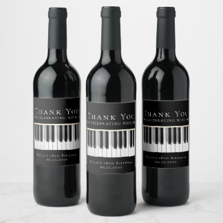 Etiqueta Para Botella De Vino Gracias piano de música