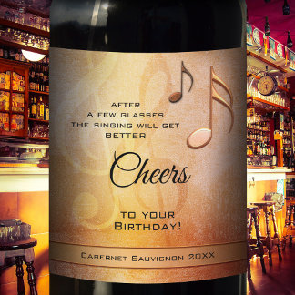 Etiqueta Para Botella De Vino Graciosa etiqueta de canto de cumpleaños