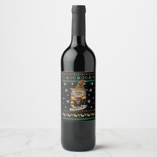 Etiqueta Para Botella De Vino Graciosa lechuza linda Harry Magical regalo de Nav