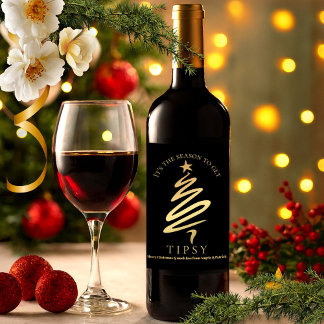 Etiqueta Para Botella De Vino Graciosa Moda Etiqueta de vino de Navidades negros