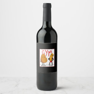 Etiqueta Para Botella De Vino Gracioso Gimnasio De Papa Antes De Entrenarse En F