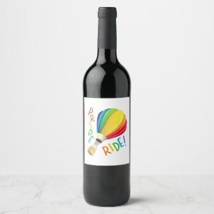Etiqueta Para Botella De Vino Gracioso orgullo gay en globo aerostático con glob
