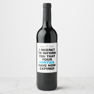 Etiqueta Para Botella De Vino Gracioso regalo de cumpleaños, 50°, hito