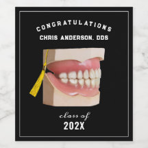 Graduación de dentista Felicitaciones Etiqueta de 