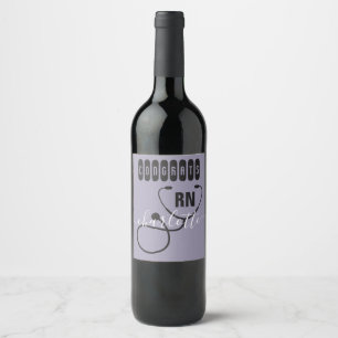 Etiqueta Para Botella De Vino Graduación de enfermeras registradas de RN person
