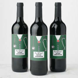 Etiqueta Para Botella De Vino Graduación de Enfermería Escuela de Enfermería