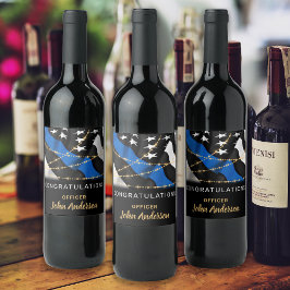 Etiqueta Para Botella De Vino Graduación de Fiesta de policía delgada de la líne