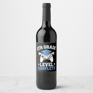 Etiqueta Para Botella De Vino Graduación de Juegos de Nivel Completo de 6to Grad