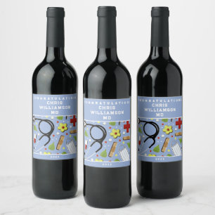 Etiqueta Para Botella De Vino Graduación de la Facultad de Medicina del Doctor