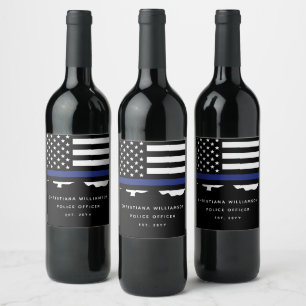 Etiqueta Para Botella De Vino Graduación en la Academia de Policía de personaliz