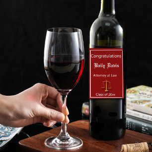 Etiqueta Para Botella De Vino Graduación Escalas de Oro de Justicia Rojo