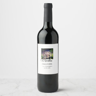 Etiqueta Para Botella De Vino Graduación felicitaciones añadir nombre foto ciuda