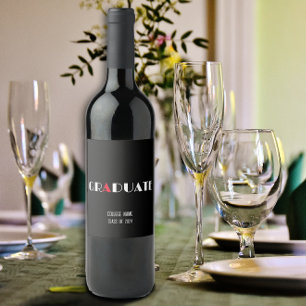 Etiqueta Para Botella De Vino graduación minimalista de rojo blanco negro