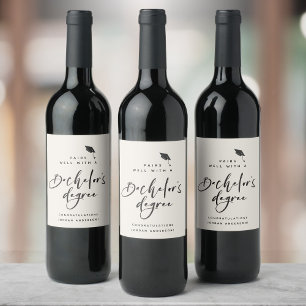 Etiqueta Para Botella De Vino Graduación moderna guión de licenciatura Grado de