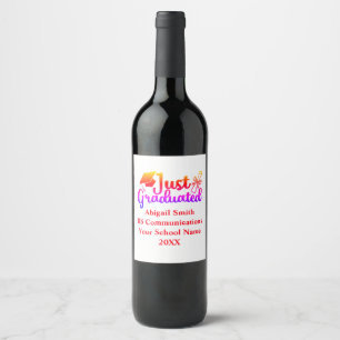 Etiqueta Para Botella De Vino Graduación personalizada roja, morada Naranja