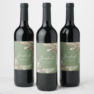 Etiqueta Para Botella De Vino Graduado favor pampas eucalipto salvia floral verd