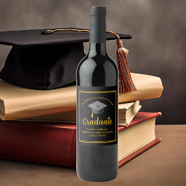 Etiqueta Para Botella De Vino Graduado formal del Partido de la Graduación Negra