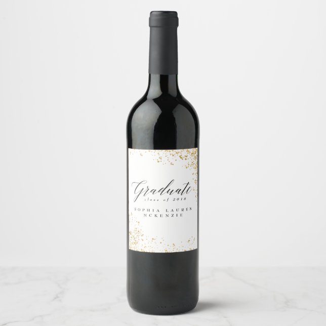 ETIQUETA PARA BOTELLA DE VINO GRADUADO MODERNO ELEGANTE (Anverso)