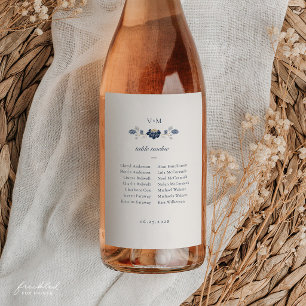Etiqueta Para Botella De Vino Gráfico de Asientos de Vino Art Nouveau Floral Azu