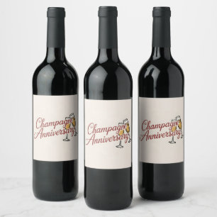 Etiqueta Para Botella De Vino Gráfico de guión de celebración de aniversario de 