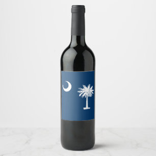 Etiqueta Para Botella De Vino Gráfico dinámico de bandera del estado de Carolina