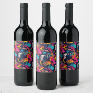 Etiqueta Para Botella De Vino Grafiti de Salpicaduras de Caos Vívido