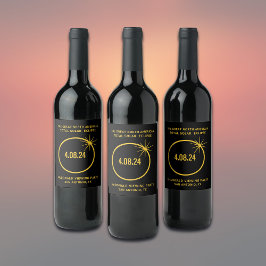 Etiqueta Para Botella De Vino Gran Eclipse Solar Total Norteamericano 04.08.24