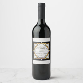 Etiqueta Para Botella De Vino Gran Gatsby Gold Boda Art Deco Blanco