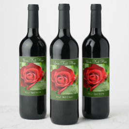 Etiqueta Para Botella De Vino Gran Hermosa Flor Rosa Roja