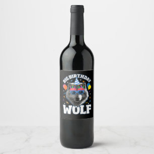 Etiqueta Para Botella De Vino Gran Lobo de Cumpleaños para Lobos