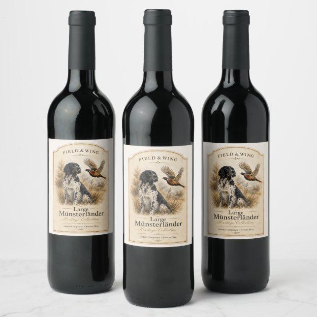 Etiqueta Para Botella De Vino Gran Münsterländer con faisán (Botellas)