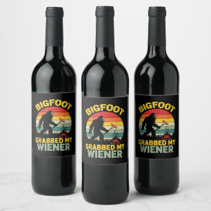 Etiqueta Para Botella De Vino Gran Pie Agarró Mi Salchicha Divertido Sasquatch