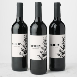Etiqueta Para Botella De Vino Grandes cerezos y hojas