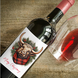 Etiqueta Para Botella De Vino Granja Rusa Red Buffalo Plaid