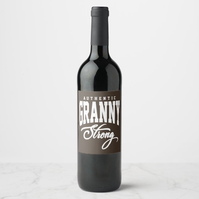 Etiqueta Para Botella De Vino Granny Strong (Anverso)